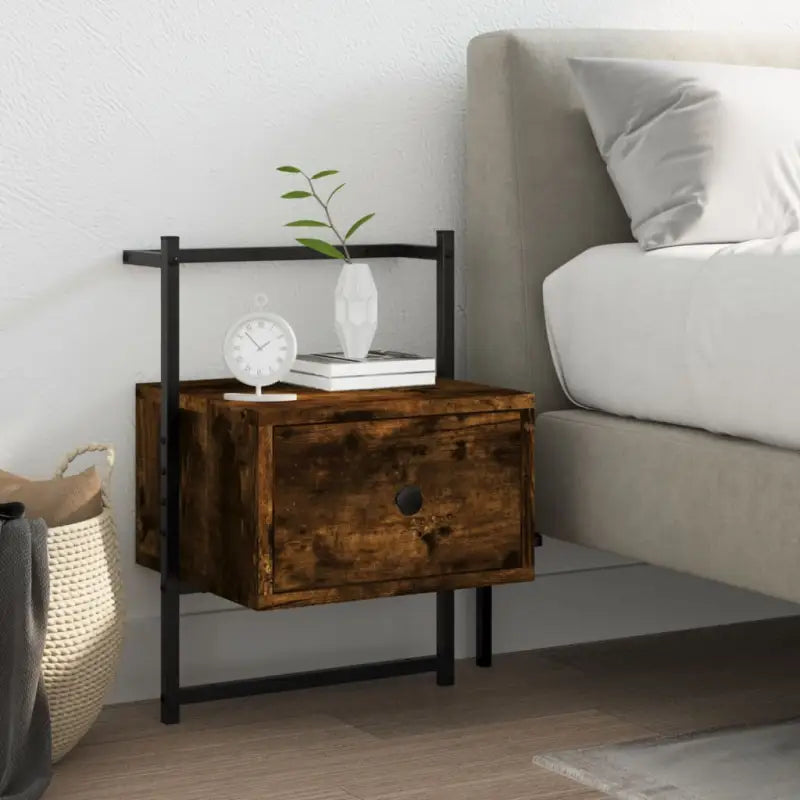 Eenvoudig schoon te maken wandnachtkastjes voor in de slaapkamer - Gerookt eiken / 1 - Nachtkastjes