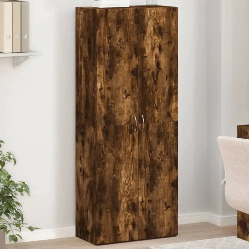 Eenvoudige Archiefkast van bewerkt hout voor stijlvol opbergen - Gerookt eiken / 60 x 32 x 153 cm / 1 - Archiefkasten