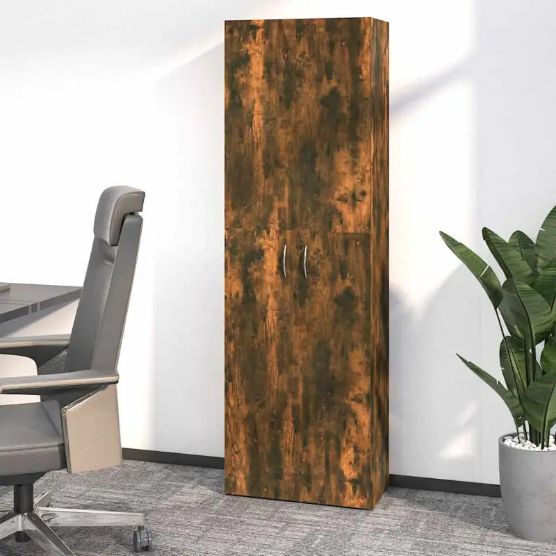 Eenvoudige Archiefkast van bewerkt hout voor stijlvol opbergen - Gerookt eiken / 60 x 32 x 190 cm / 1 - Archiefkasten