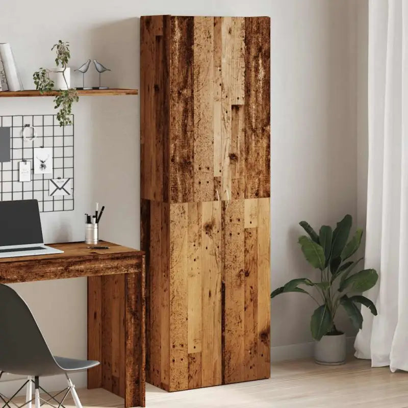 Eenvoudige Archiefkast van bewerkt hout voor stijlvol opbergen - Oud hout / 60 x 32 x 190 cm / 1 - Archiefkasten