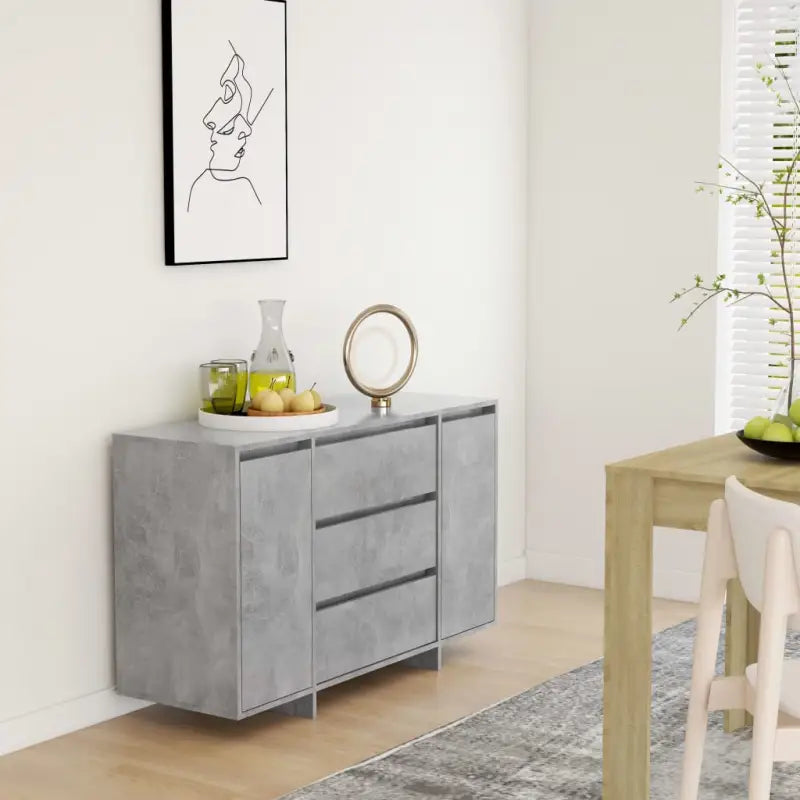 Eenvoudige Bezocht Bewerkt Hout Dressoir met Modern Design - Betongrijs / 1 - Dressoirs & buffetkasten