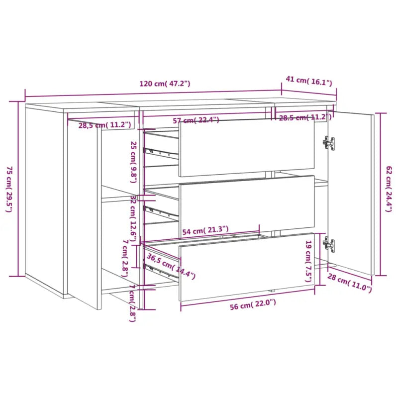 Eenvoudige Bezocht Bewerkt Hout Dressoir met Modern Design - Dressoirs & buffetkasten