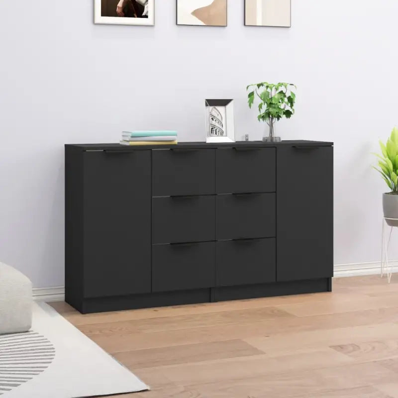 Eenvoudige dressoirs van bewerkt hout gemakkelijk schoon te maken - Zwart / 2 - Dressoirs & buffetkasten