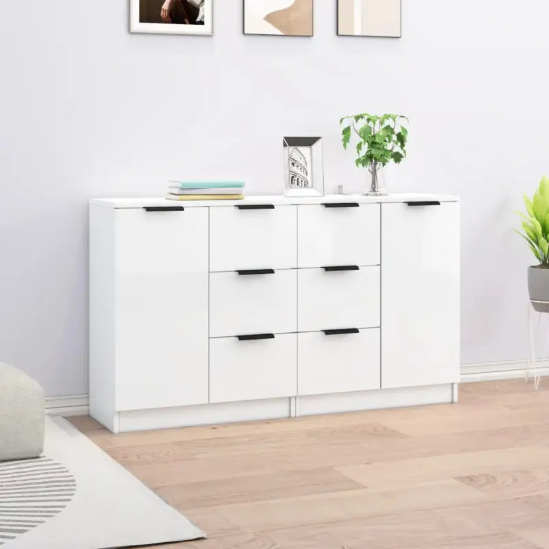Eenvoudige dressoirs van bewerkt hout gemakkelijk schoon te maken - Hoogglans wit / 2 - Dressoirs & buffetkasten