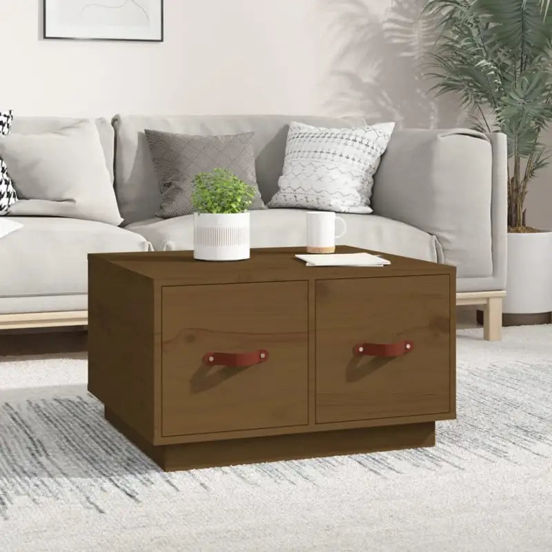 Eenvoudige houten salontafel van massief grenenhout voor elk interieur - Honingbruin / 1 - Salontafels