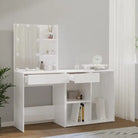 Eenvoudige LED-kaptafel met kastje van bewerkt hout voor de slaapkamer - Slaapkamerkaptafels