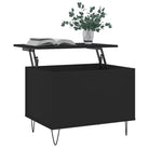Eenvoudige salontafel met bewerkt hout en metalen poten - Salontafels