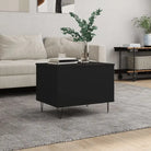 Eenvoudige salontafel met bewerkt hout en metalen poten - Zwart / 1 - Salontafels