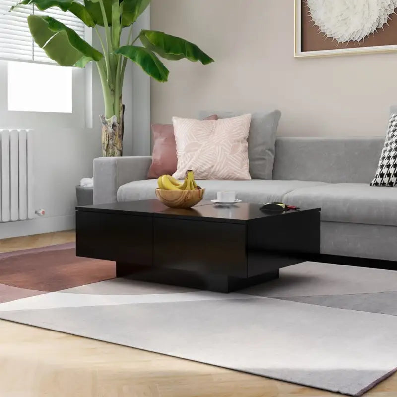 Eenvoudige salontafel van bewerkt hout met elegante afwerking - Zwart / 90 x 60 x 31 cm / 1 - Salontafels