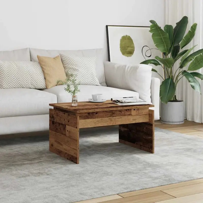 Eenvoudige salontafel van bewerkt hout met modern design - Oud hout / 1 - Salontafels