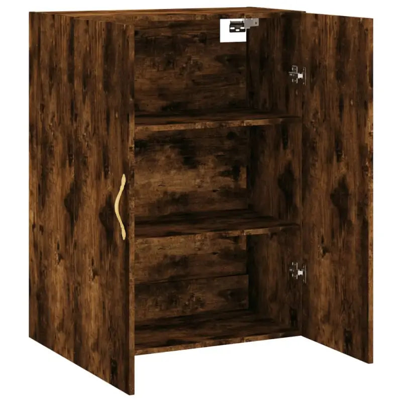 Eenvoudige wandgemonteerde dressoir met bewerkt hout voor een stijlvolle inrichting - Gerookt eiken / 1 - Dressoirs &