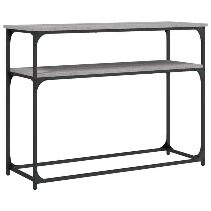 Eenvoudige wandtafel met bewerkt hout en metalen frame - Bijzettafels