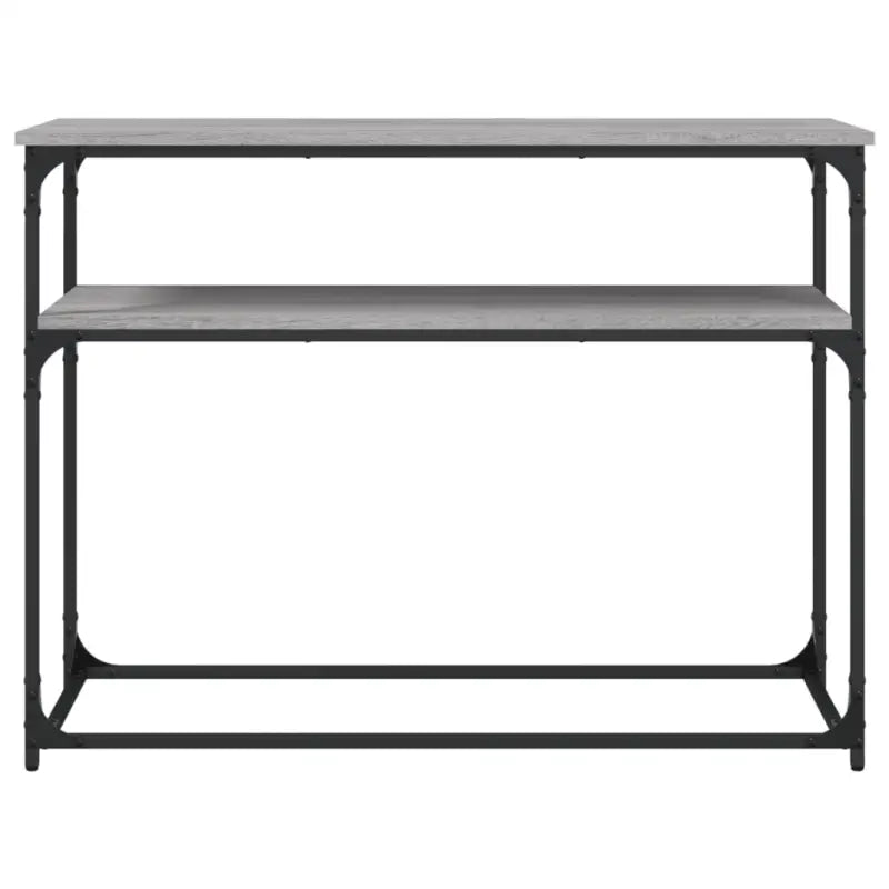 Eenvoudige wandtafel met bewerkt hout en metalen frame - Bijzettafels