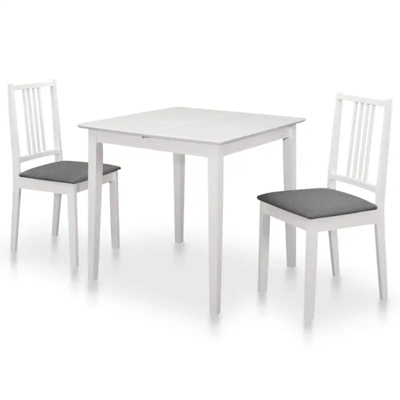 Eetkamerset van massief rubberwood met verlengbare tafel levering bevat - Wit / 3 - Eetkamersets