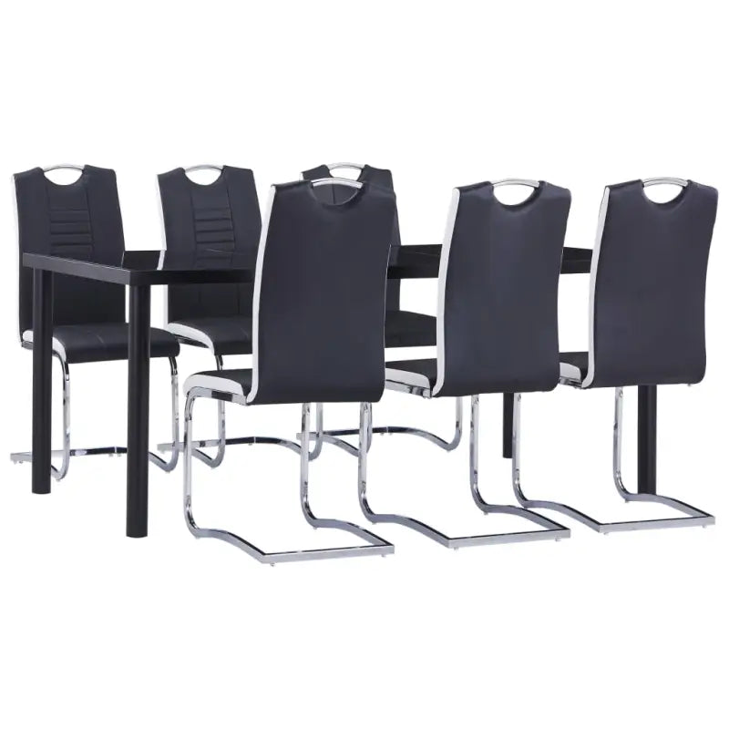 Eetkamersets met stijlvol zwart materiaal voor modern interieur - Zwart / 7 - Eetkamersets