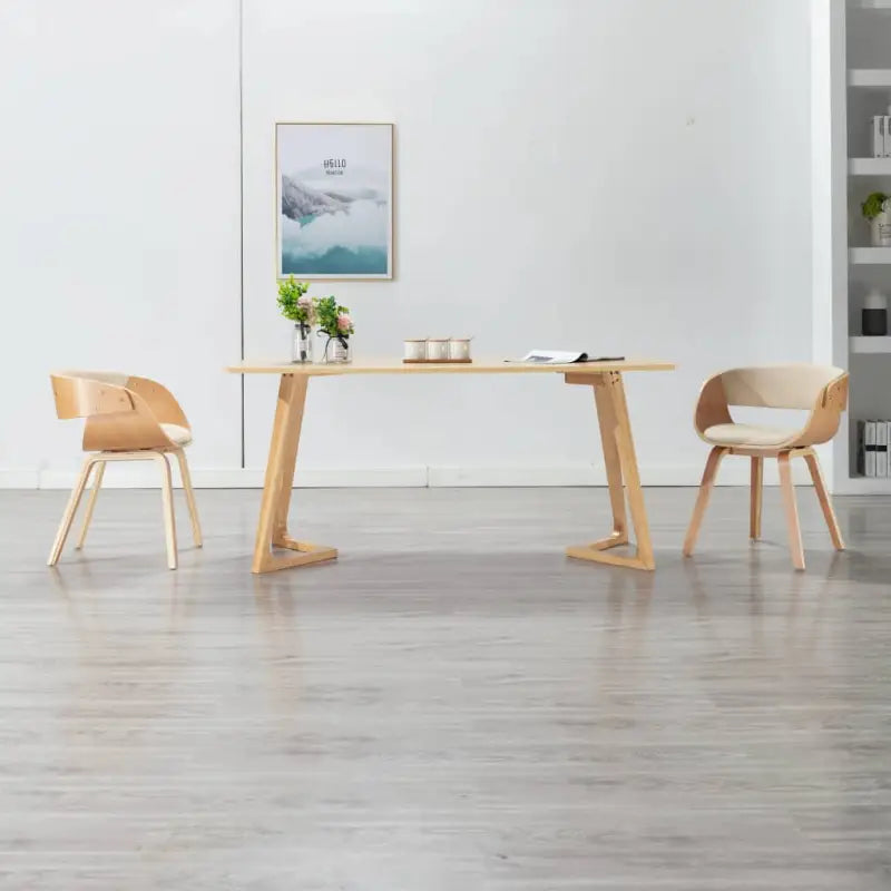 Eetkamerstoel met houten frame en levering bevat comfort en stijl - Crème en lichtbruin / 1 - Eetkamerstoelen