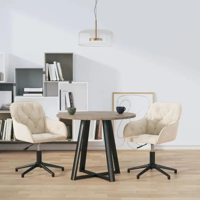 Eetkamerstoelen met comfortabele hoogte armleuning en zacht fluweel - Crème / 2 - Eetkamerstoelen