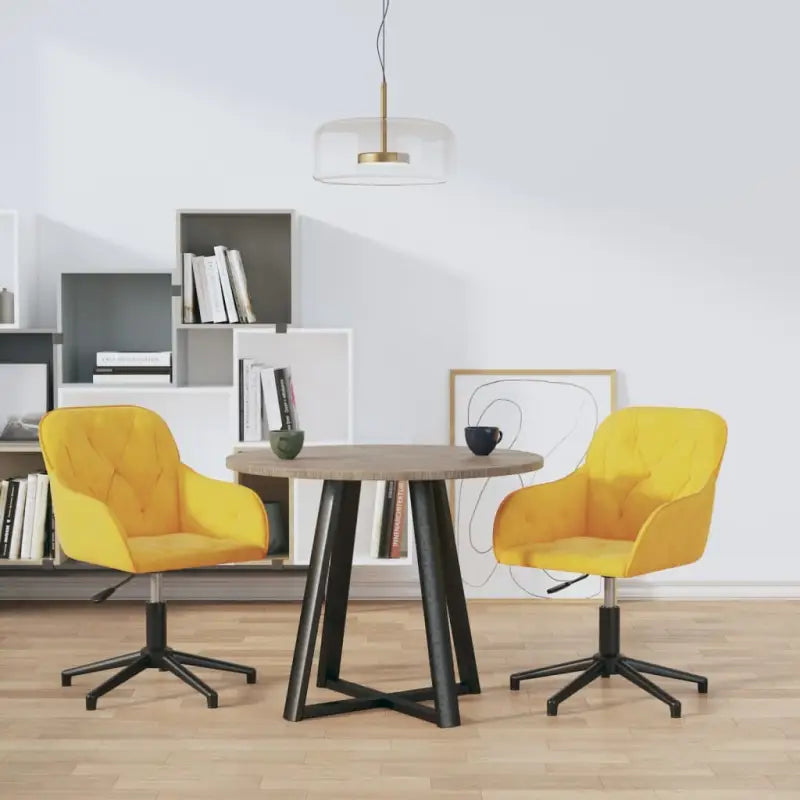 Eetkamerstoelen met comfortabele hoogte armleuning en zacht fluweel - Geel / 2 - Eetkamerstoelen