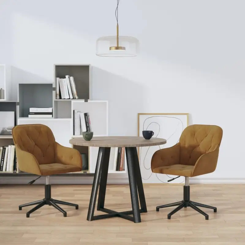 Eetkamerstoelen met comfortabele hoogte armleuning en zacht fluweel - Bruin / 2 - Eetkamerstoelen