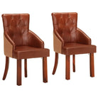 Eetkamerstoelen met echt geitenleer voor een vintage warme look - Bruin / 2 - Eetkamerstoelen
