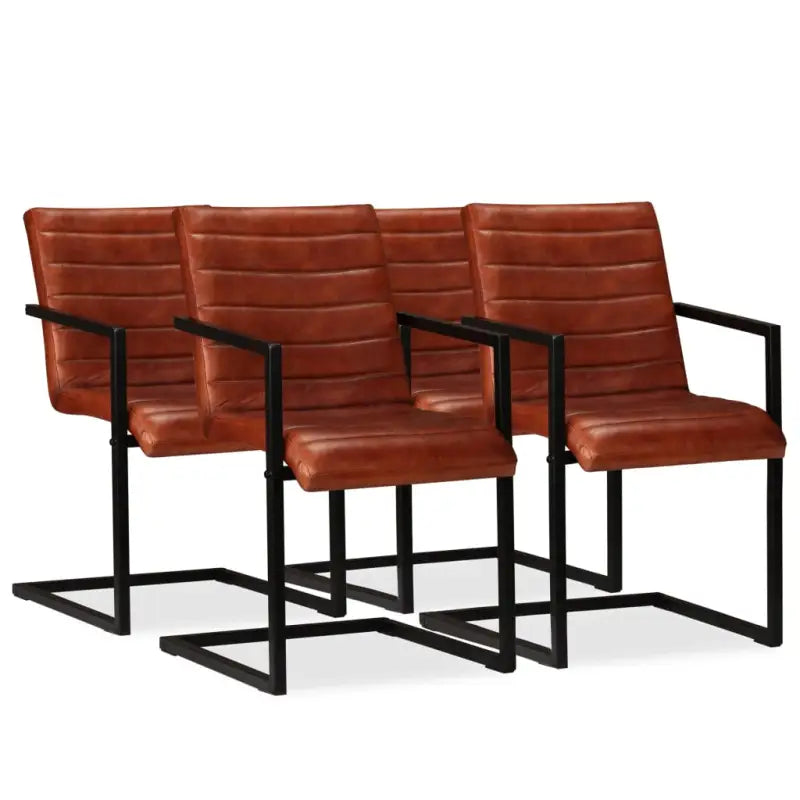 Eetkamerstoelen met echt leren zitting en stalen frame inclusief levering - Eetkamerstoelen