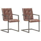 Eetkamerstoelen met echt leren zitting en stalen frame inclusief levering - Donkerbruin / 2 / Patroon 3