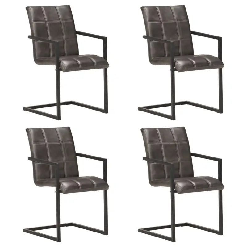 Eetkamerstoelen met echt leren zitting en stalen frame inclusief levering - Grijs / 4 / Patroon 4 - Eetkamerstoelen