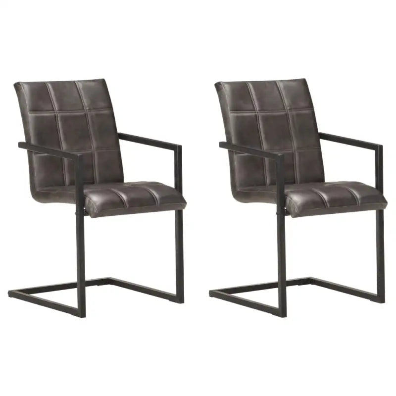 Eetkamerstoelen met echt leren zitting en stalen frame inclusief levering - Grijs / 2 / Patroon 4 - Eetkamerstoelen