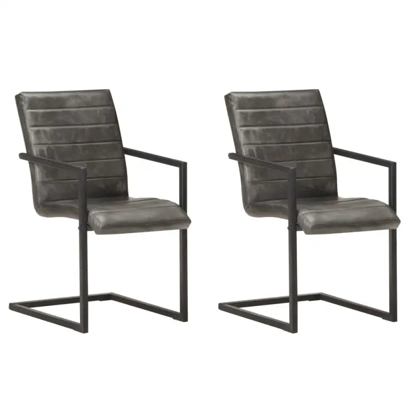 Eetkamerstoelen met echt leren zitting en stalen frame inclusief levering - Grijs / 2 / Patroon 1 - Eetkamerstoelen