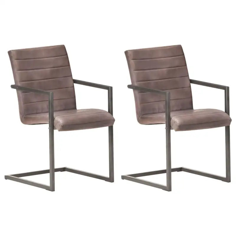 Eetkamerstoelen met echt leren zitting en stalen frame inclusief levering - Lichtbruin / 2 / Patroon 1 - Eetkamerstoelen