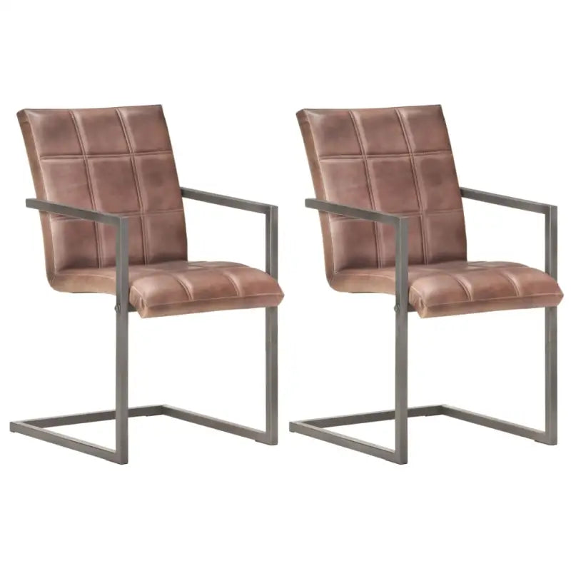 Eetkamerstoelen met echt leren zitting en stalen frame inclusief levering - Donkerbruin / 2 / Patroon 4