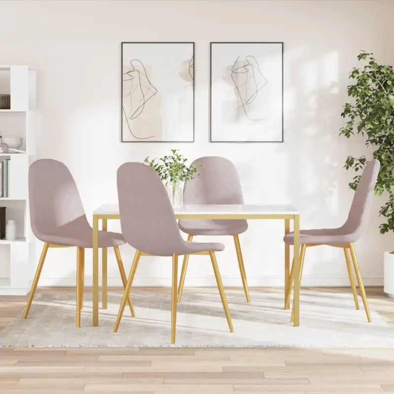 Eetkamerstoelen met een minimalistische en elegante uitstraling - Roze / 4 - Eetkamerstoelen