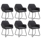 Eetkamerstoelen met gepoedercoat stalen poten en comfortabele stof - Zwart / 6 - Eetkamerstoelen
