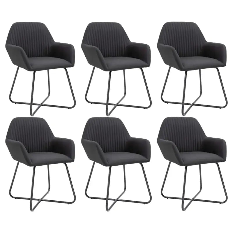 Eetkamerstoelen met gepoedercoat stalen poten en comfortabele stof - Zwart / 6 - Eetkamerstoelen