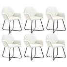 Eetkamerstoelen met gepoedercoat stalen poten en comfortabele stof - Crème / 6 - Eetkamerstoelen