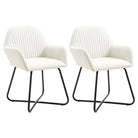 Eetkamerstoelen met gepoedercoat stalen poten en comfortabele stof - Crème / 2 - Eetkamerstoelen