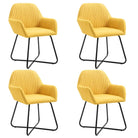 Eetkamerstoelen met gepoedercoat stalen poten en comfortabele stof - Geel / 4 - Eetkamerstoelen