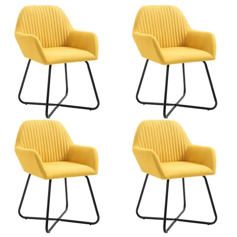 Eetkamerstoelen met gepoedercoat stalen poten en comfortabele stof - Geel / 4 - Eetkamerstoelen