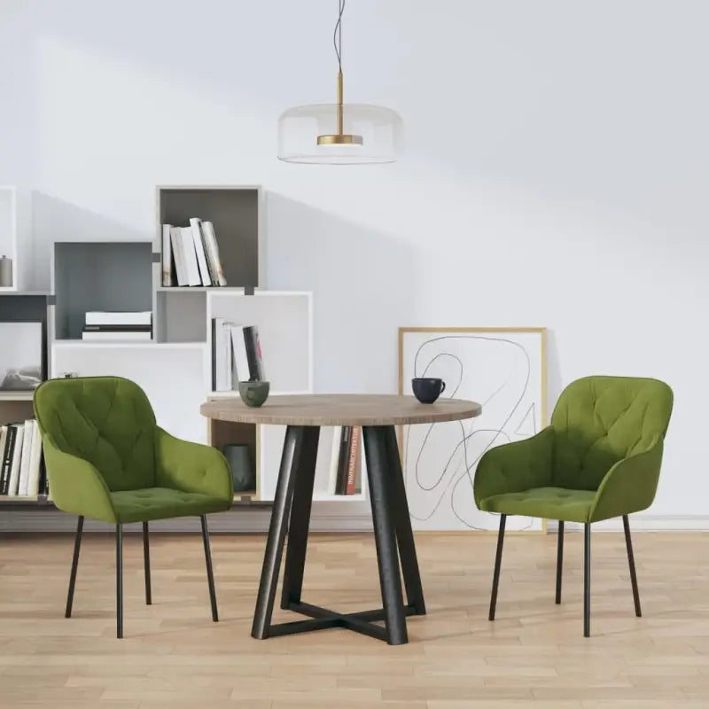 Eetkamerstoelen met hoogte armleuning en elegant fluweel design - Lichtgroen / 2 - Eetkamerstoelen