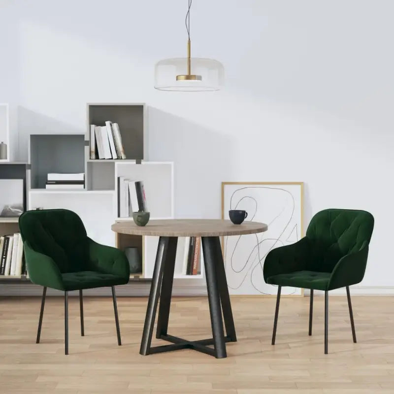 Eetkamerstoelen met hoogte armleuning en elegant fluweel design - Donkergroen / 2 - Eetkamerstoelen