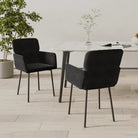 Eetkamerstoelen met hoogte armleuning en luxe fluweel ontwerp - Zwart / 2 - Eetkamerstoelen