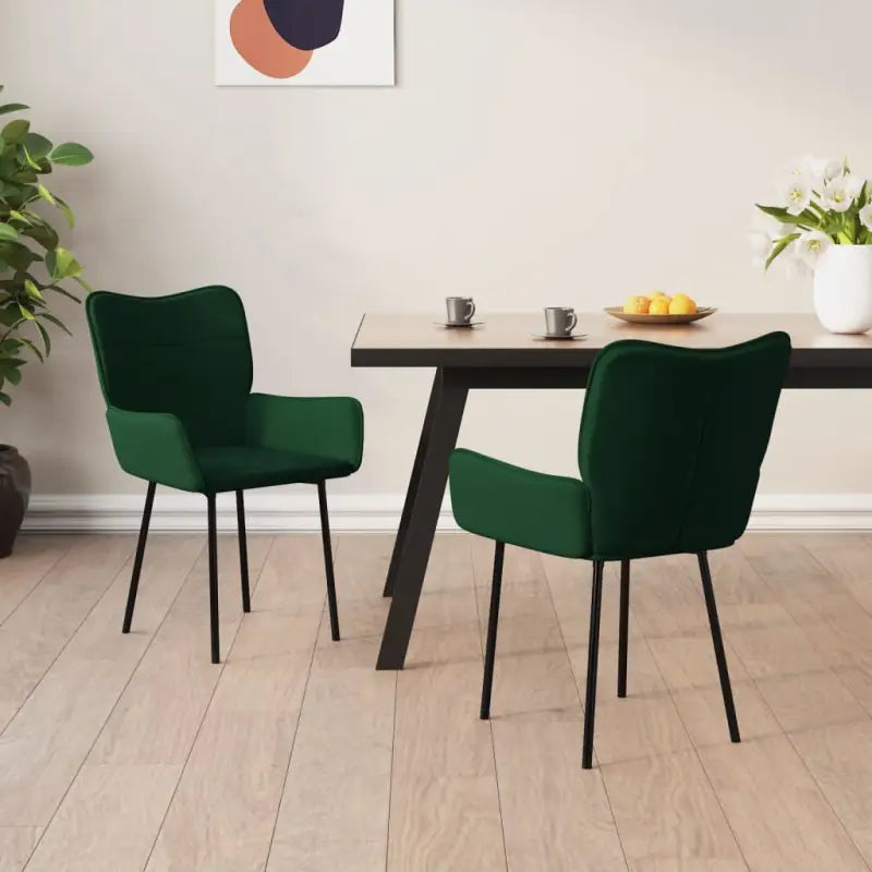 Eetkamerstoelen met hoogte armleuningen en elegant fluweel design - Donkergroen / 2 - Eetkamerstoelen