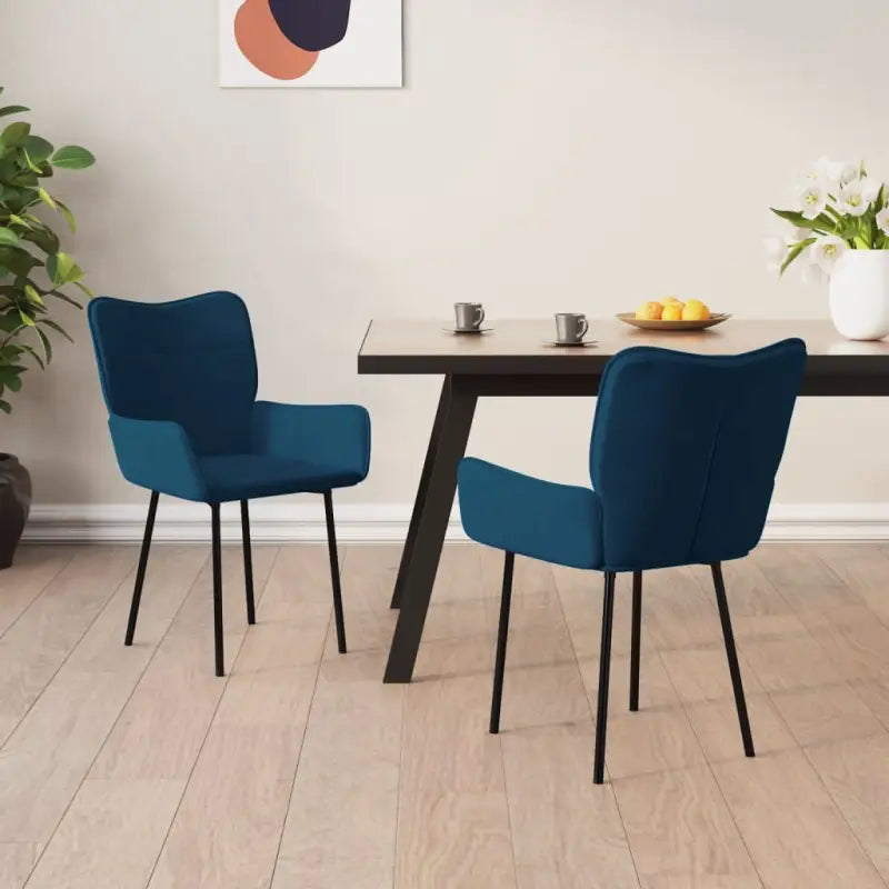 Eetkamerstoelen met hoogte armleuningen en elegant fluweel design - Blauw / 2 - Eetkamerstoelen