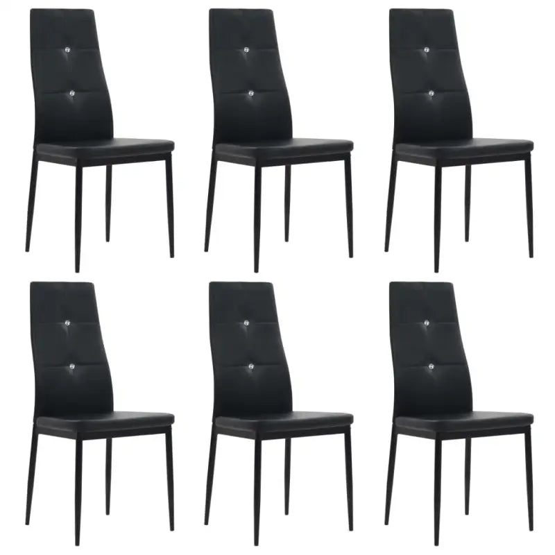 Eetkamerstoelen met houten frame en stalen poten inclusief levering - Zwart / 6 - Eetkamerstoelen