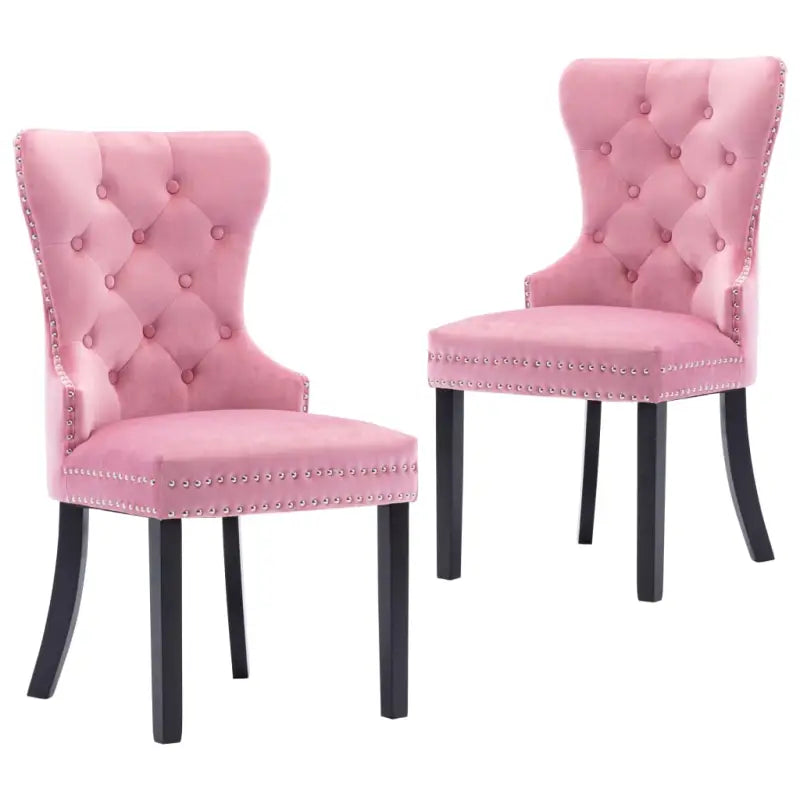 Eetkamerstoelen met massief rubberwood en zachte fluwelen bekleding - Roze / 2 - Eetkamerstoelen