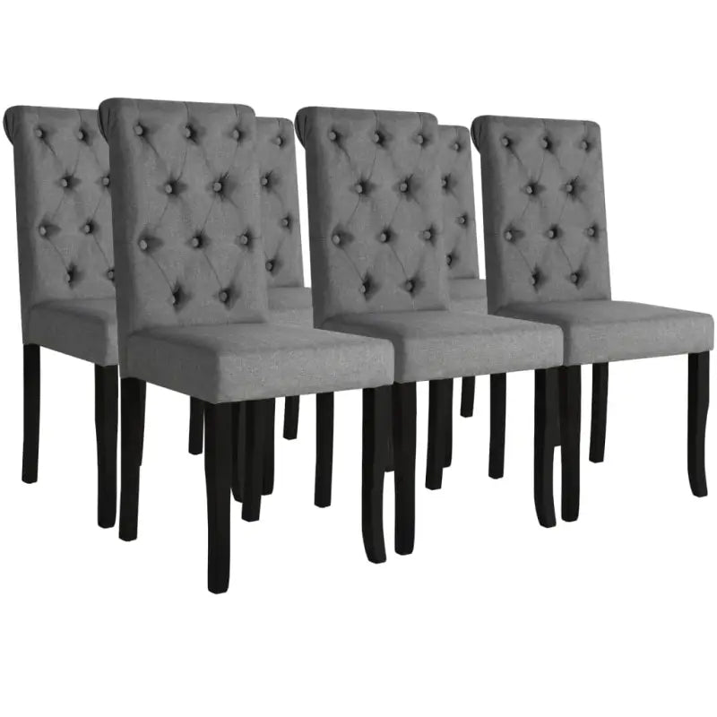 Eetkamerstoelen met stoffen bekleding en massief houten frame - Donkergrijs / 6 - Eetkamerstoelen