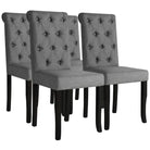 Eetkamerstoelen met stoffen bekleding en massief houten frame - Donkergrijs / 4 - Eetkamerstoelen