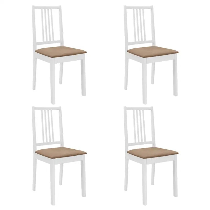 Eetkamerstoelen set met massief hout en comfortabele rugleuningen - wit en crèmekleurig / 4 - Eetkamerstoelen