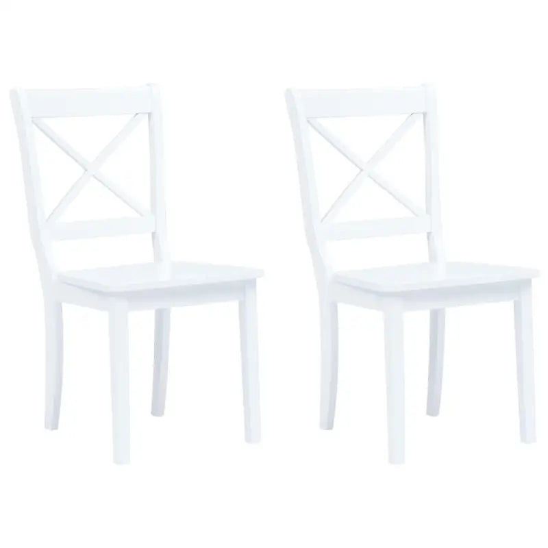Eetkamerstoelen set van massief rubberwood levering bevat - Wit / 2 - Eetkamerstoelen