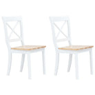Eetkamerstoelen set van massief rubberwood levering bevat - wit en naturel / 2 - Eetkamerstoelen